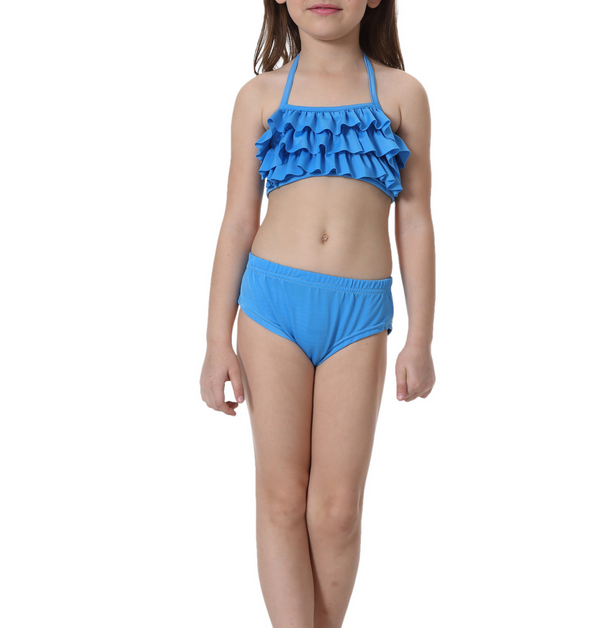 Omzet voor de hand liggend Resoneer Blauwe bikini met roeseltjes (maat 110,120, 130 en 140) –  Zeemeerminstaart.nl
